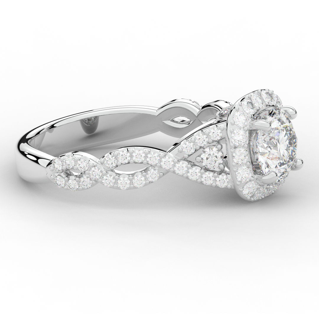 1.60CT.TW ROUND LAB DIAMOND HALO TWIST ENGAGEMENT RING - Nazarelle