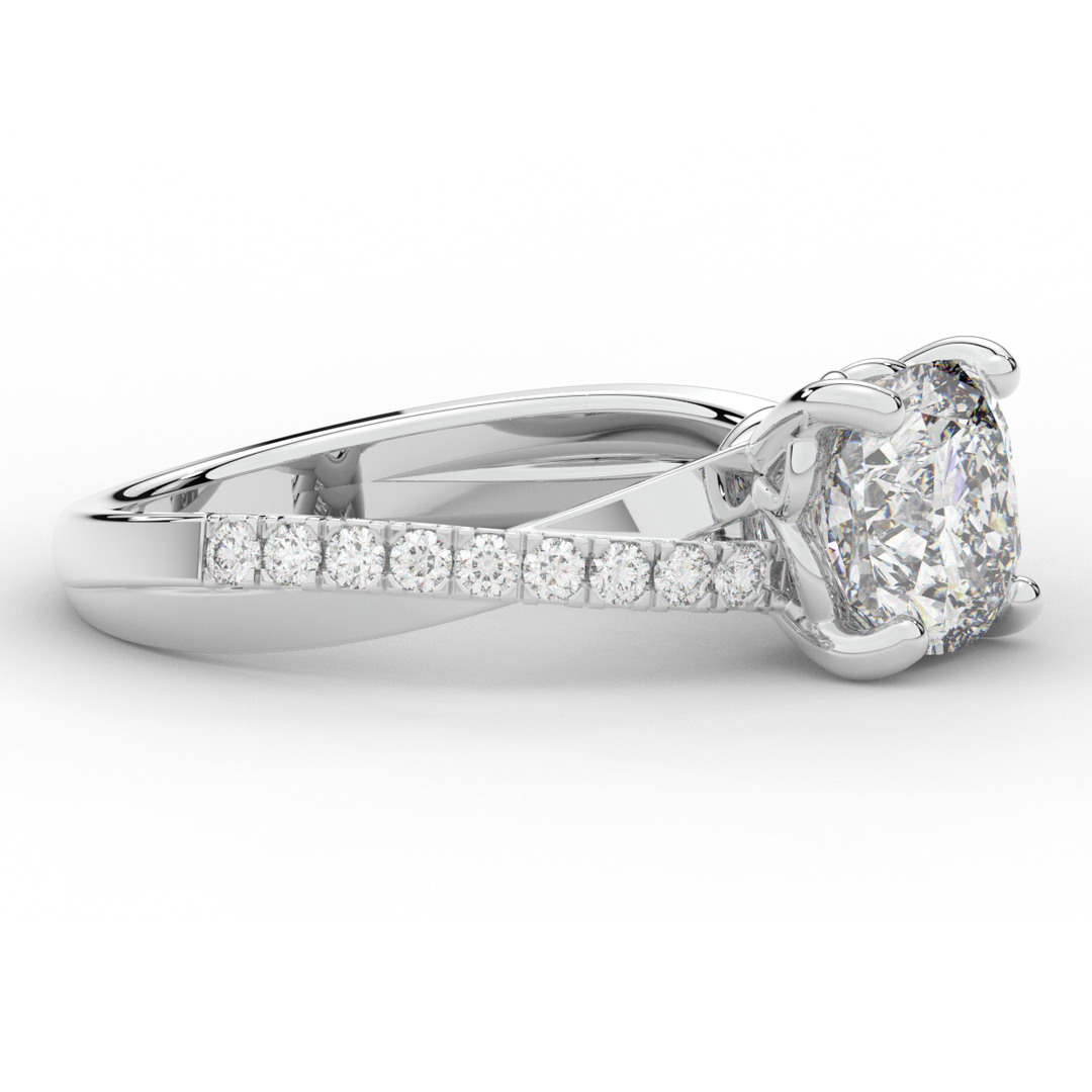 2.20CT.TW CUSHION LAB DIAMOND TWISTBAND ENGAGEMENT RING - Nazarelle