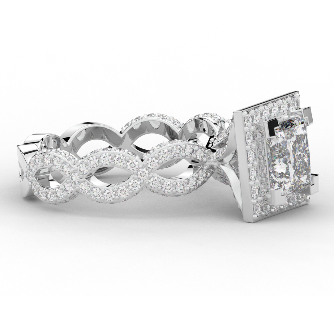 2.40CT.TW PRINCESS LAB DIAMOND HALO ENGAGEMENT RING - Nazarelle