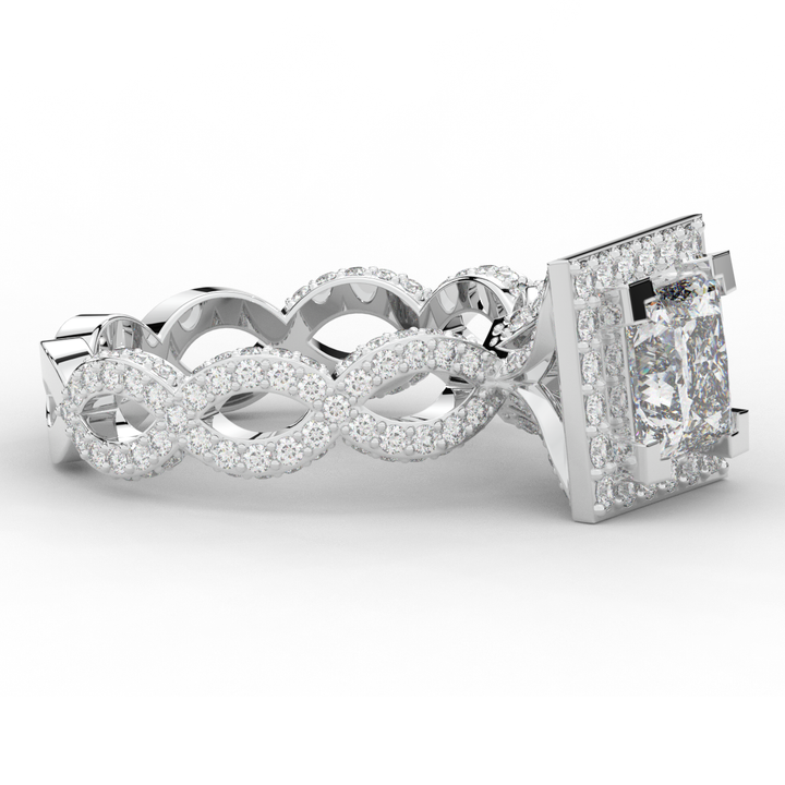 2.40CT.TW PRINCESS LAB DIAMOND HALO ENGAGEMENT RING - Nazarelle
