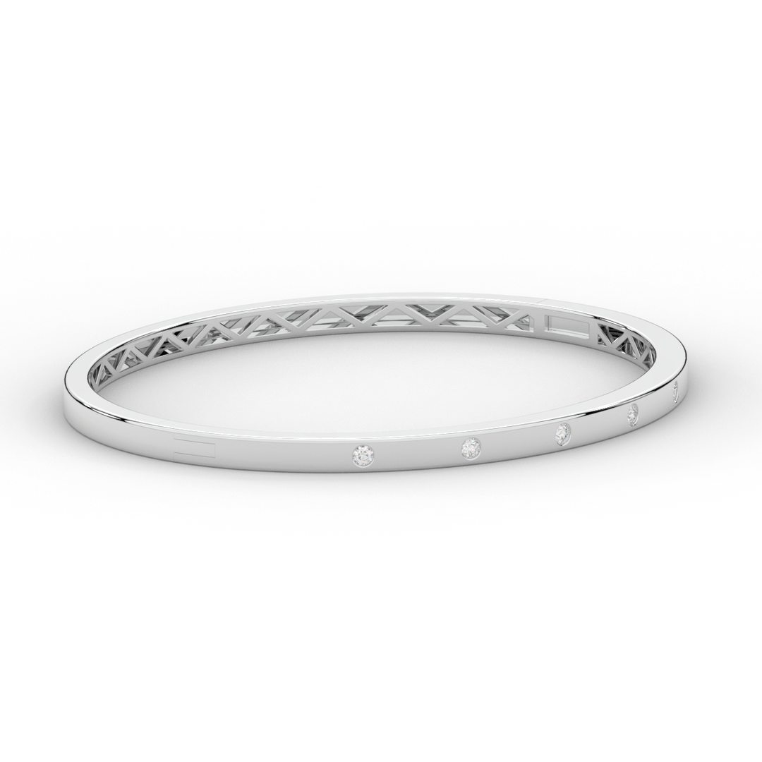 0.15CT.TW ROUND LAB BEZEL SET DIAMOND BANGLE - Nazarelle