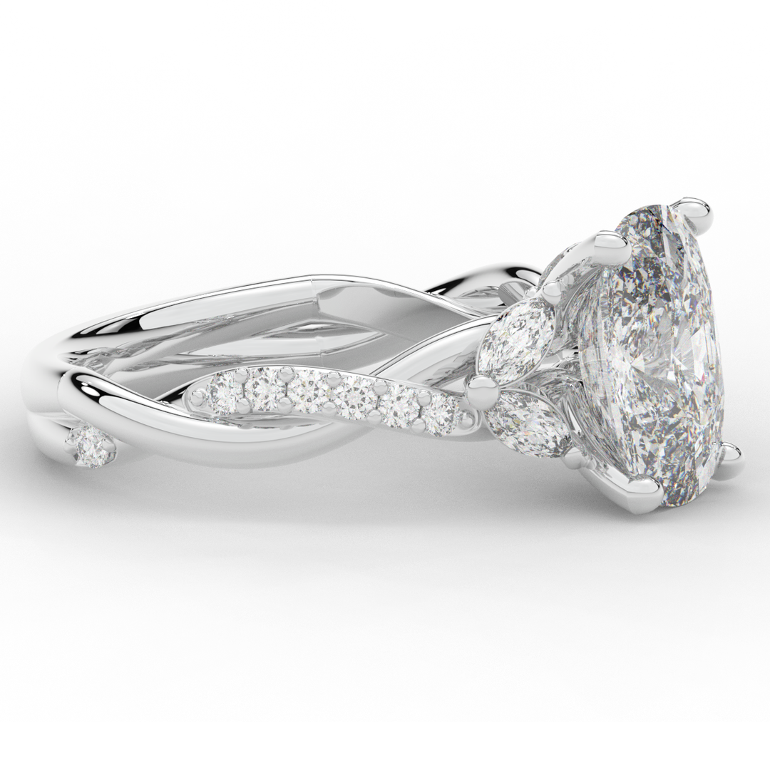 2.40CT.TW CUSHION LAB DIAMOND TWIST BAND ENGAGEMENT RING - Nazarelle