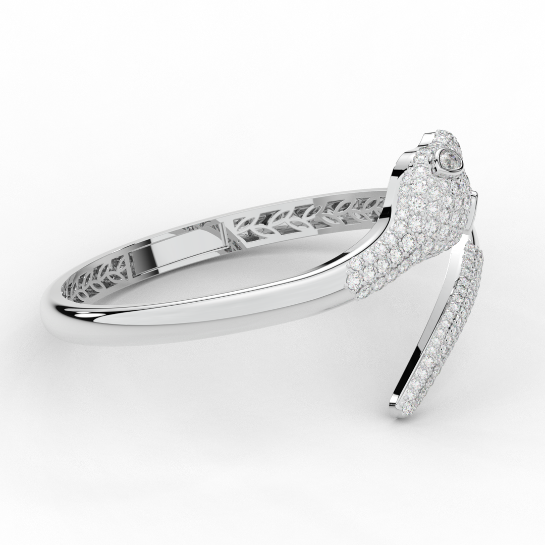 3.75CT.TW ROUND AND PEAR LAB DIAMOND SNAKE BANGLE - Nazarelle