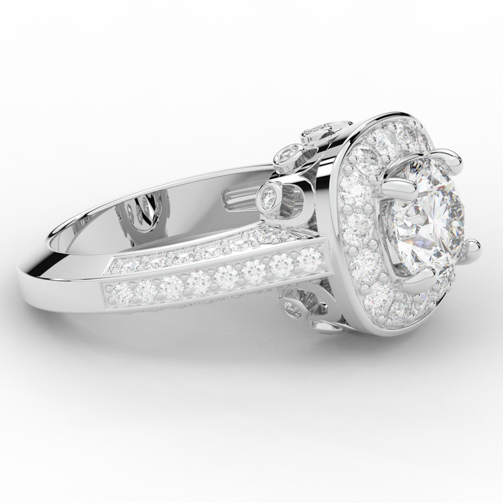 1.50CT.TW ROUND LAB DIAMOND HALO ENGAGEMENT RING - Nazarelle