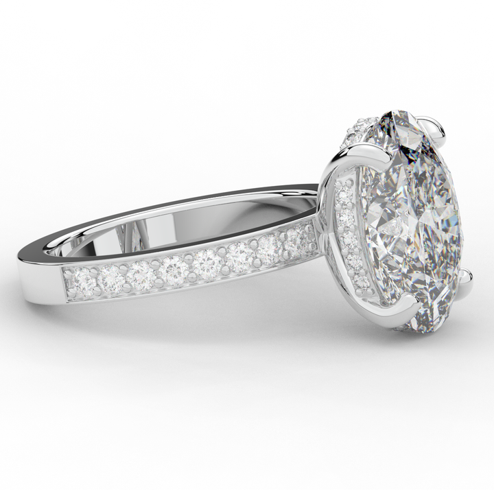 4.30CT.TW OVAL LAB DIAMOND BAND ENGAGEMENT RING - Nazarelle