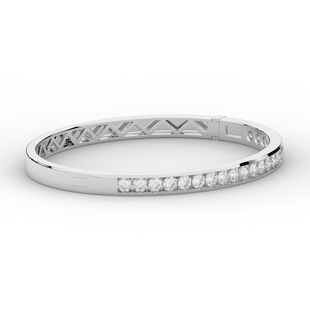 2.75CT.TW ROUND LAB CHANNEL SET DIAMOND BANGLE - Nazarelle