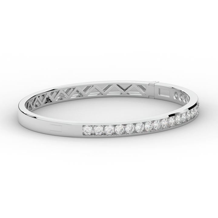 2.75CT.TW ROUND LAB CHANNEL SET DIAMOND BANGLE - Nazarelle