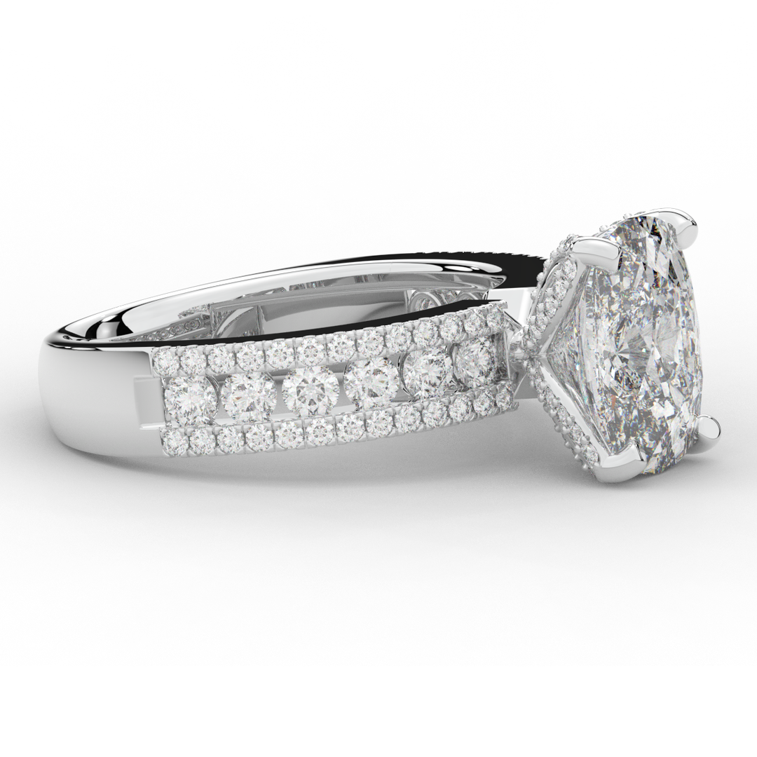 3.95CT.TW CUSHION LAB DIAMOND SOLITAIRE ENGAGEMENT RING - Nazarelle