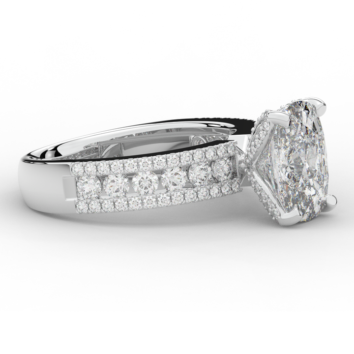 3.95CT.TW CUSHION LAB DIAMOND SOLITAIRE ENGAGEMENT RING - Nazarelle