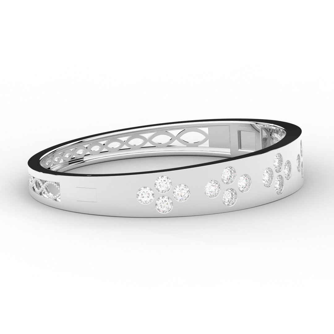 4.10CT.TW ROUND LAB DIAMOND BEZEL SET BANGLE - Nazarelle