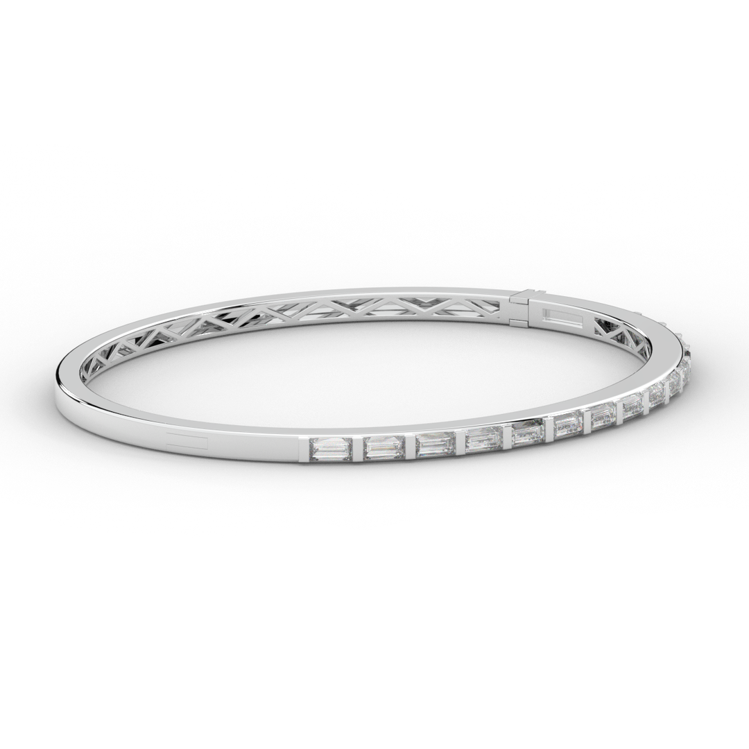 1.50CT.TW BAGUETTE LAB DIAMOND SHARED PRONG BANGLE - Nazarelle