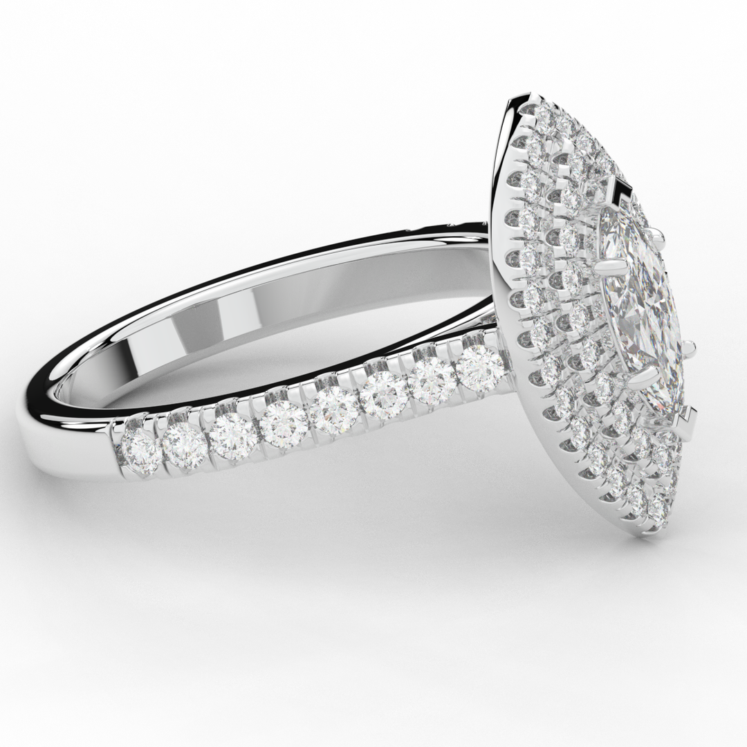 1.00CT.TW MARQUISE LAB DIAMOND HALO ENGAGEMENT RING - Nazarelle