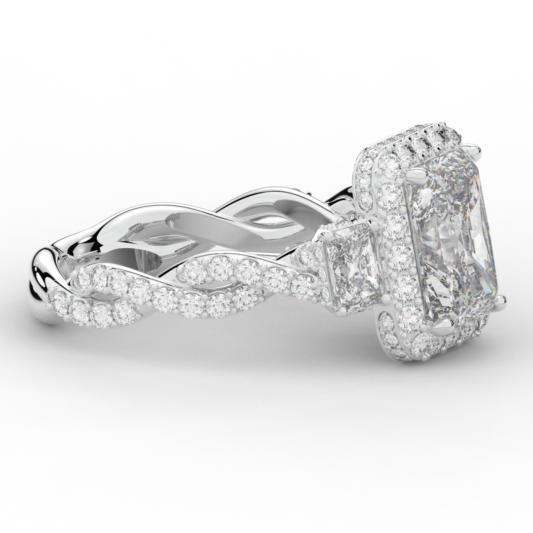 4.70CT.TW RADIANT LAB DIAMOND 3 STONE ENGAGEMENT RING - Nazarelle