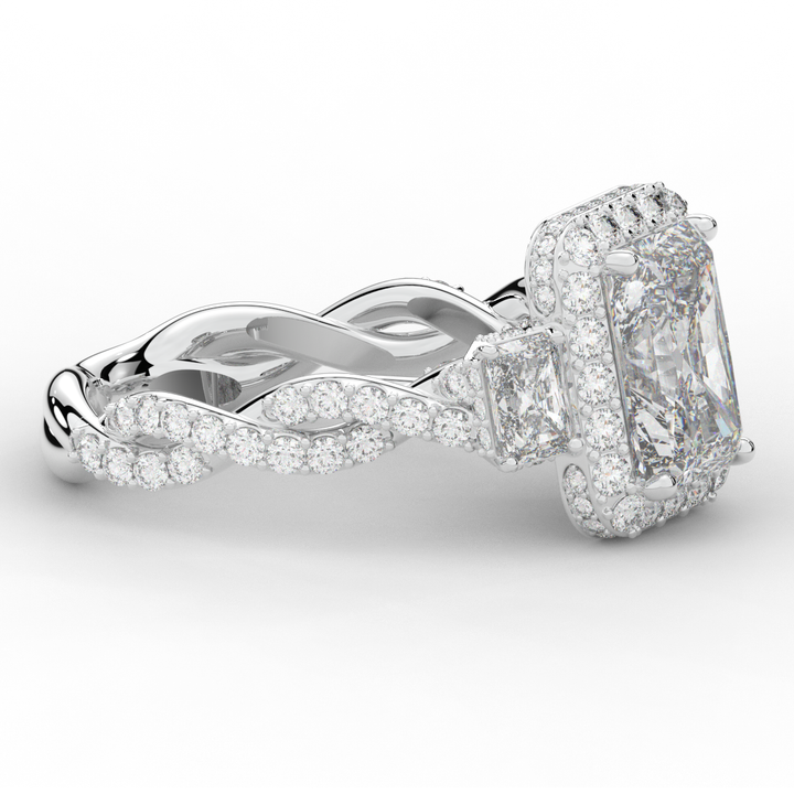 4.70CT.TW RADIANT LAB DIAMOND 3 STONE ENGAGEMENT RING - Nazarelle