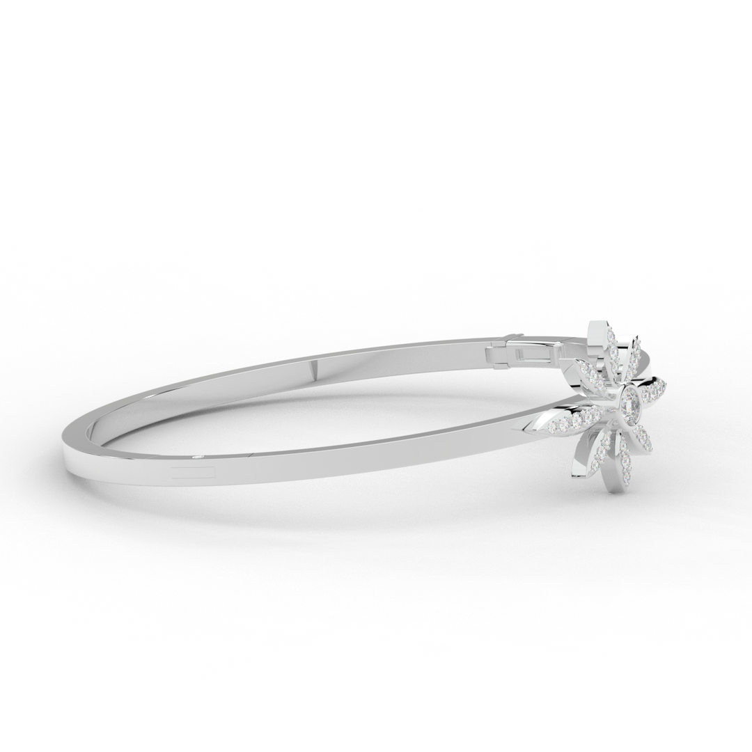 0.40CT.TW ROUND LAB BEZEL AND PRONG SET FLOWER DIAMOND BANGLE - Nazarelle