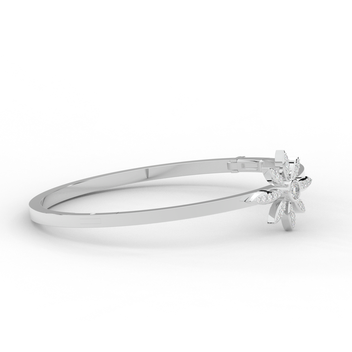 0.40CT.TW ROUND LAB BEZEL AND PRONG SET FLOWER DIAMOND BANGLE - Nazarelle