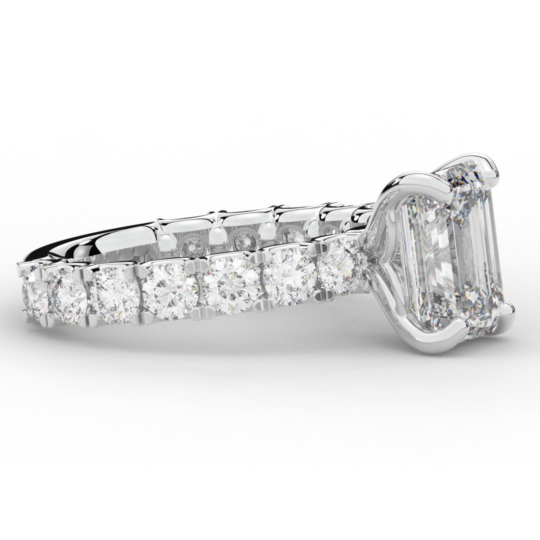 4.35CT.TW EMERALD CUT LAB DIAMOND ENGAGEMENT RING - Nazarelle
