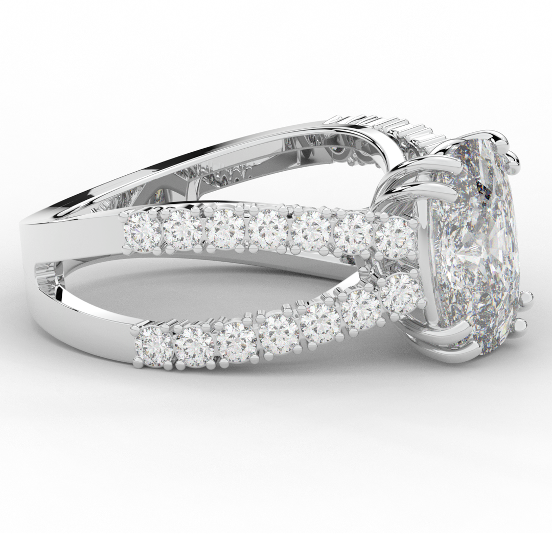 3.75CT.TW CUSHION LAB DIAMOND SPLIT BAND ENGAGEMENT RING - Nazarelle