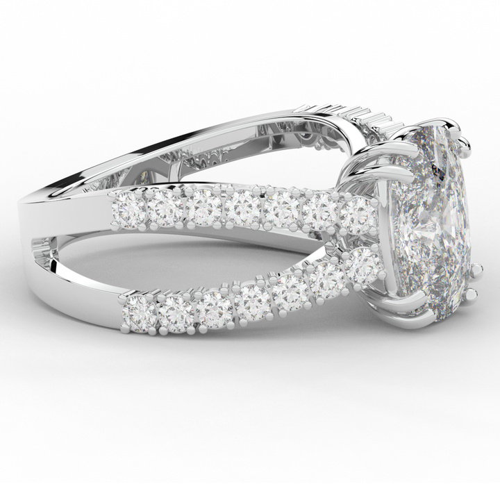 3.75CT.TW CUSHION LAB DIAMOND SPLIT BAND ENGAGEMENT RING - Nazarelle