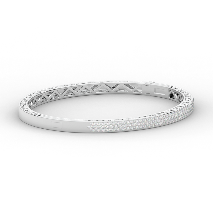 0.75CT.TW 3 ROW ROUND LAB DIAMOND  BANGLE - Nazarelle