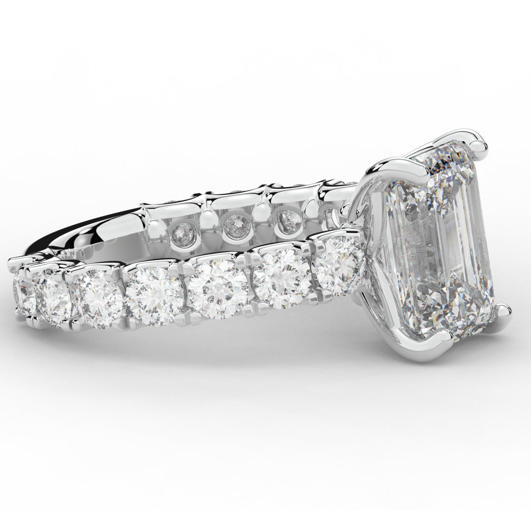 4.35CT.TW EMERALD CUT LAB DIAMOND ENGAGEMENT RING - Nazarelle