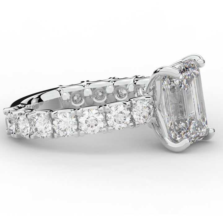4.35CT.TW EMERALD CUT LAB DIAMOND ENGAGEMENT RING - Nazarelle