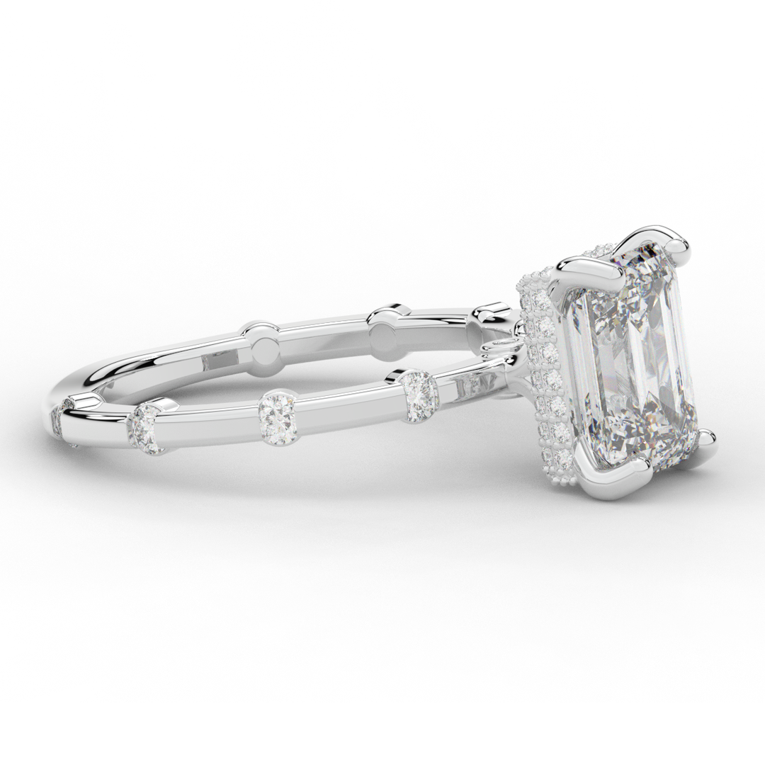 2.60CT.TW RADIANT LAB DIAMOND UNDERHALO SOLITAIRE ENGAGEMENT RING - Nazarelle