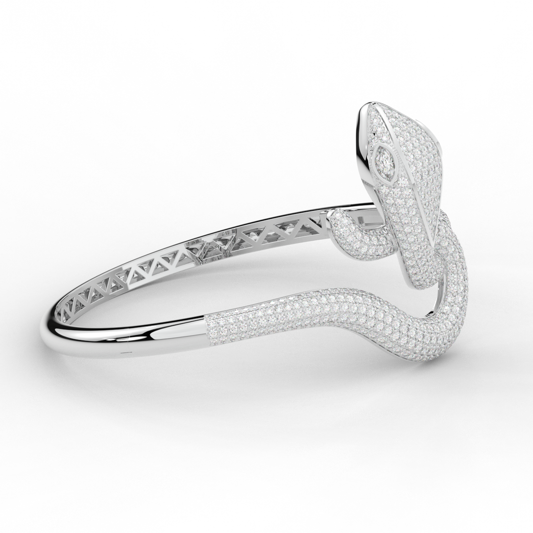 4.90CT.TW ROUND AND PEAR LAB DIAMOND SNAKE BANGLE - Nazarelle