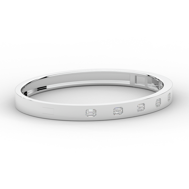 1.25CT.TW ROUND LAB DIAMOND BEZEL SET BANGLE - Nazarelle