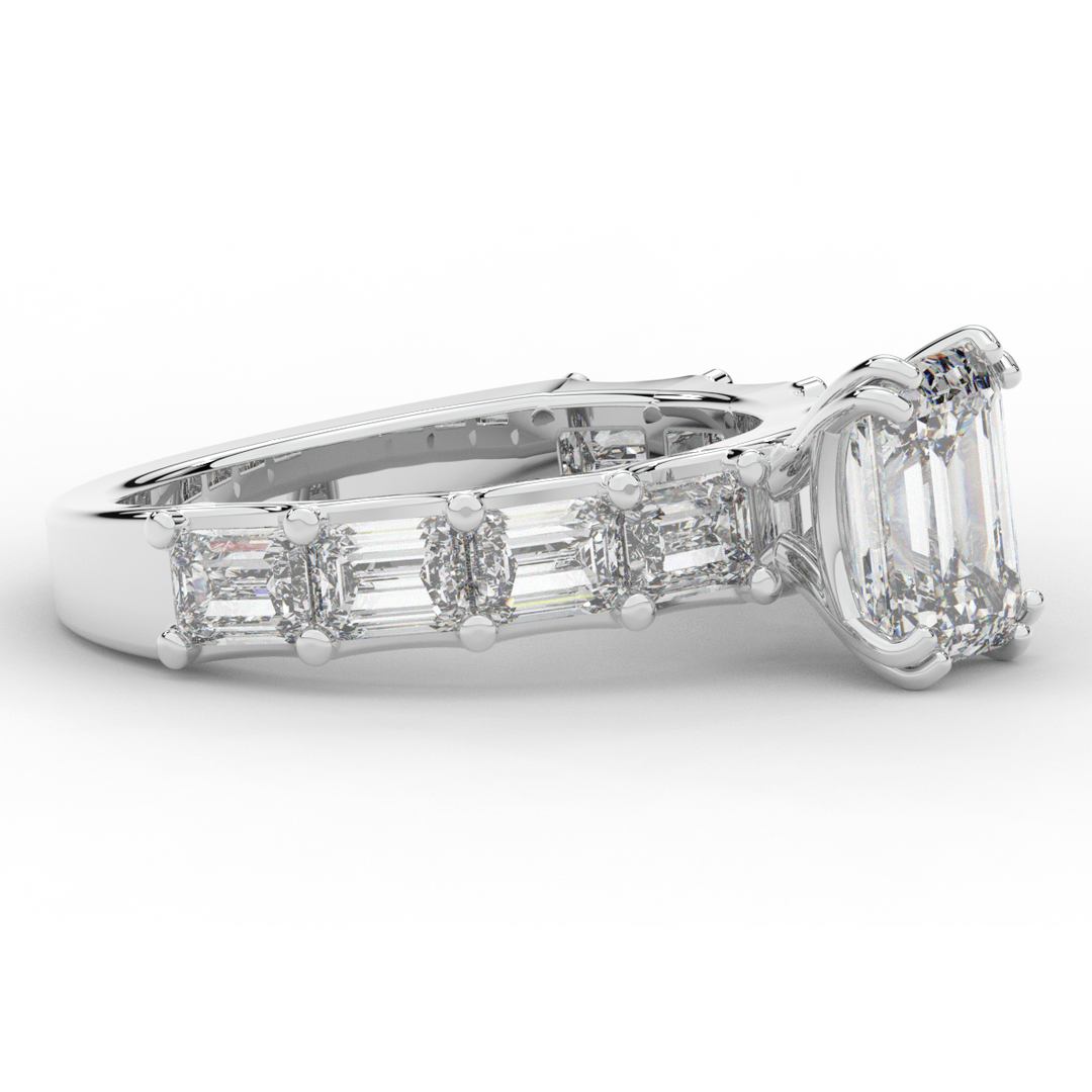 3.75CT.TW EMERALD CUT LAB DIAMOND SOLITAIRE ENGAGEMENT RING - Nazarelle
