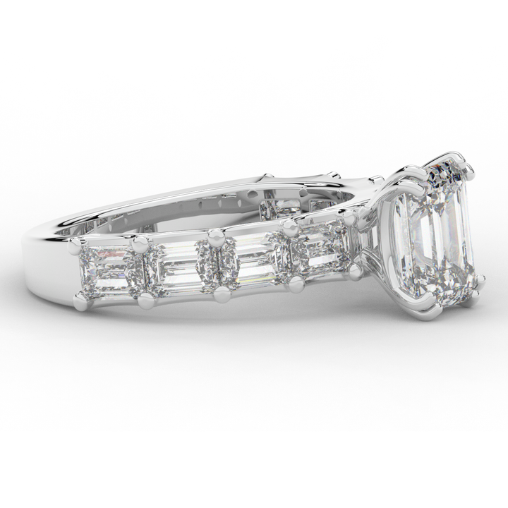 3.75CT.TW EMERALD CUT LAB DIAMOND SOLITAIRE ENGAGEMENT RING - Nazarelle