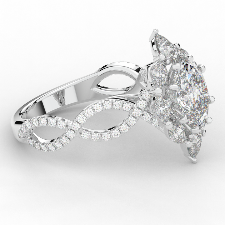 3.00CT.TW OVAL LAB DIAMOND HALO ENGAGEMENT RING - Nazarelle