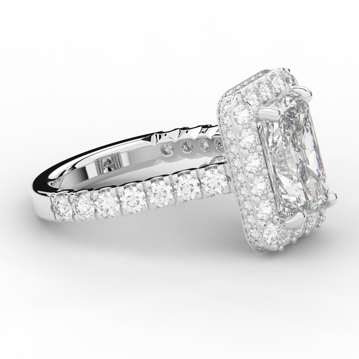 4.50CT.TW RADIANT LAB DIAMOND HALO ENGAGEMENT RING - Nazarelle
