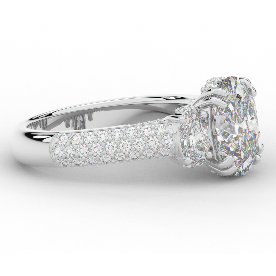 3.70CT.TW OVAL LAB DIAMOND 3 STONE ENGAGEMENT RING - Nazarelle