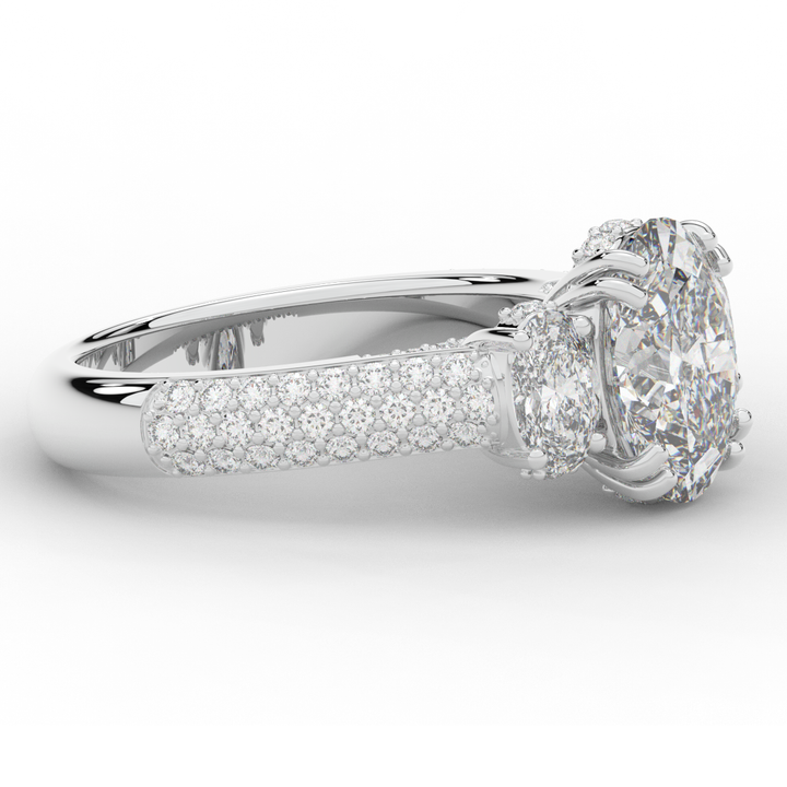3.70CT.TW OVAL LAB DIAMOND 3 STONE ENGAGEMENT RING - Nazarelle