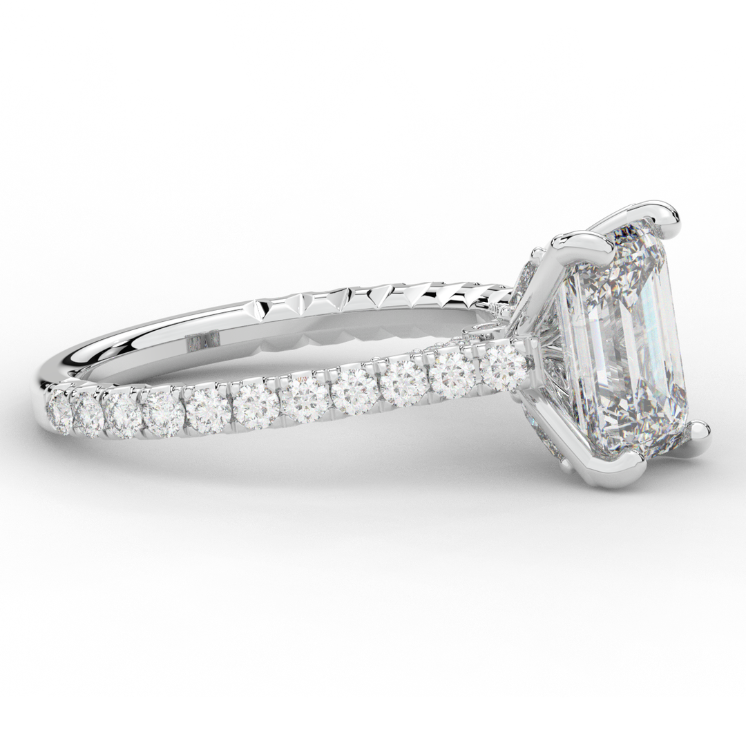 2.70CT.TW EMERALD CUT LAB DIAMOND SOLITAIRE ENGAGEMENT RING - Nazarelle
