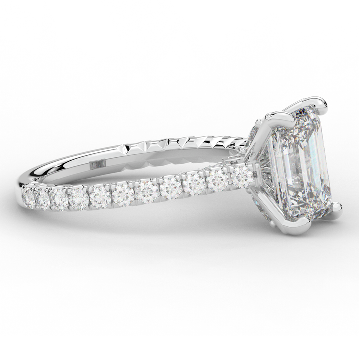 2.70CT.TW EMERALD CUT LAB DIAMOND SOLITAIRE ENGAGEMENT RING - Nazarelle