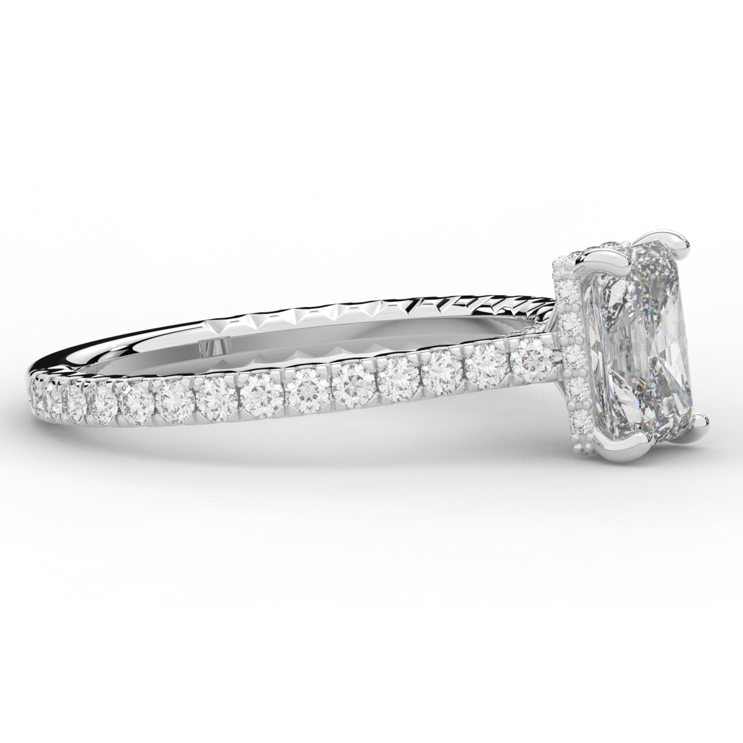 2.10CT.TW RADIANT LAB DIAMOND UNDERHALO SOLITAIRE ENGAGEMENT RING - Nazarelle