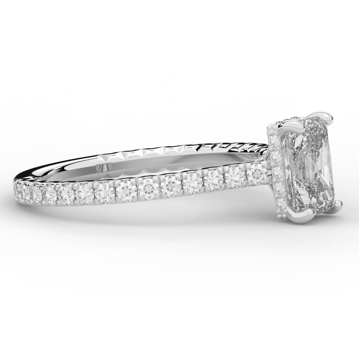 2.10CT.TW RADIANT LAB DIAMOND UNDERHALO SOLITAIRE ENGAGEMENT RING - Nazarelle