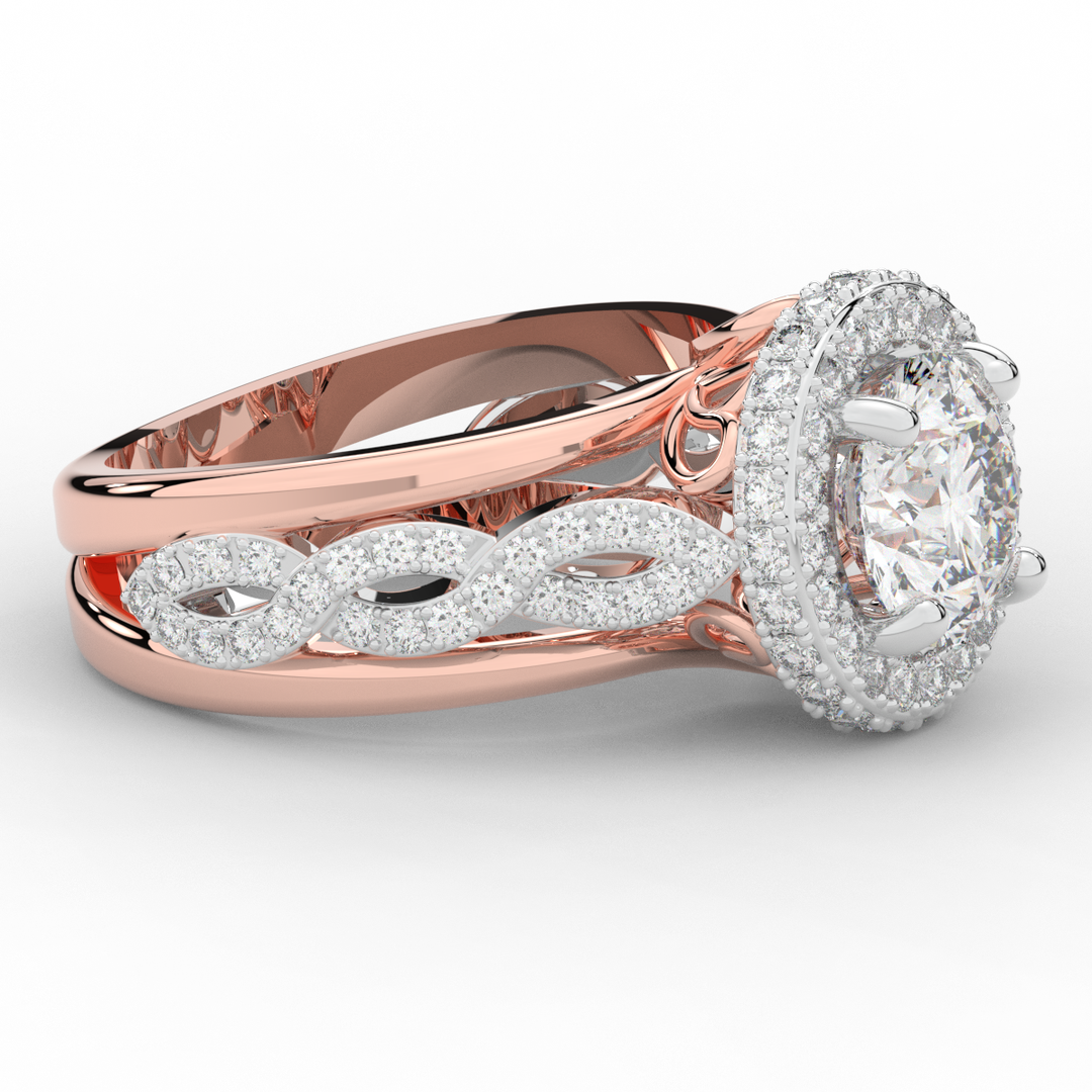 2.85CT.TW ROUND LAB DIAMOND HALO TWO TONE ENGAGEMENT RING - Nazarelle