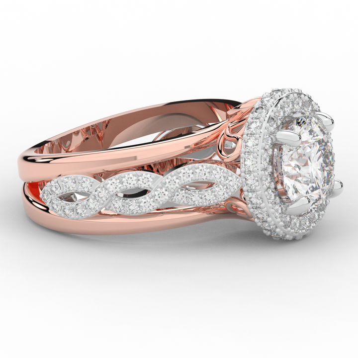 2.85CT.TW ROUND LAB DIAMOND HALO TWO TONE ENGAGEMENT RING - Nazarelle