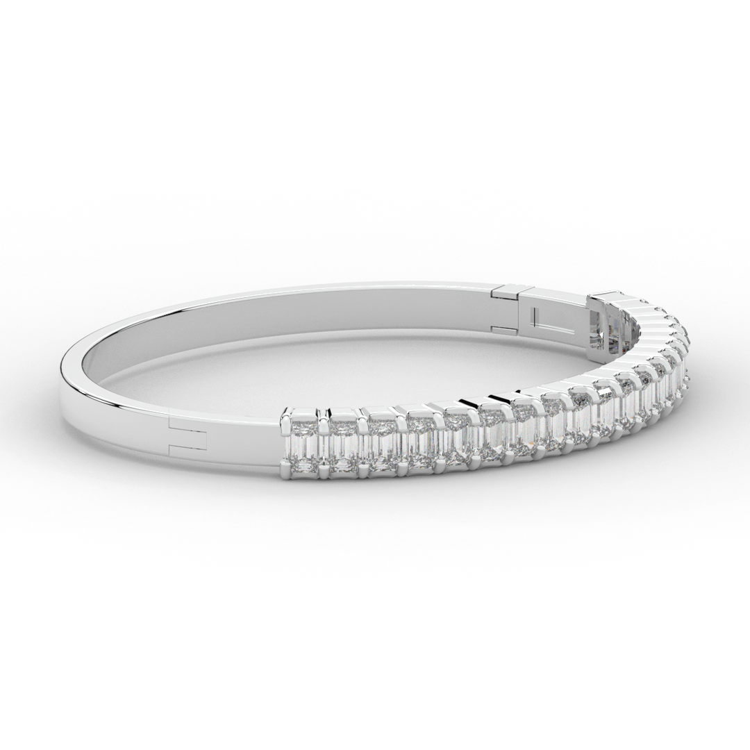 6.50CT.TW EMERALD CUT LAB DIAMOND BANGLE - Nazarelle