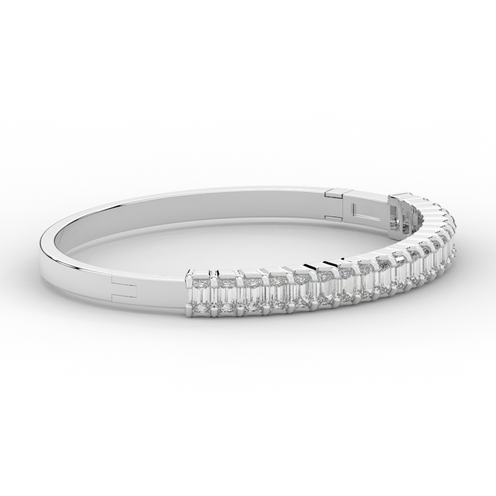 6.50CT.TW EMERALD CUT LAB DIAMOND BANGLE - Nazarelle
