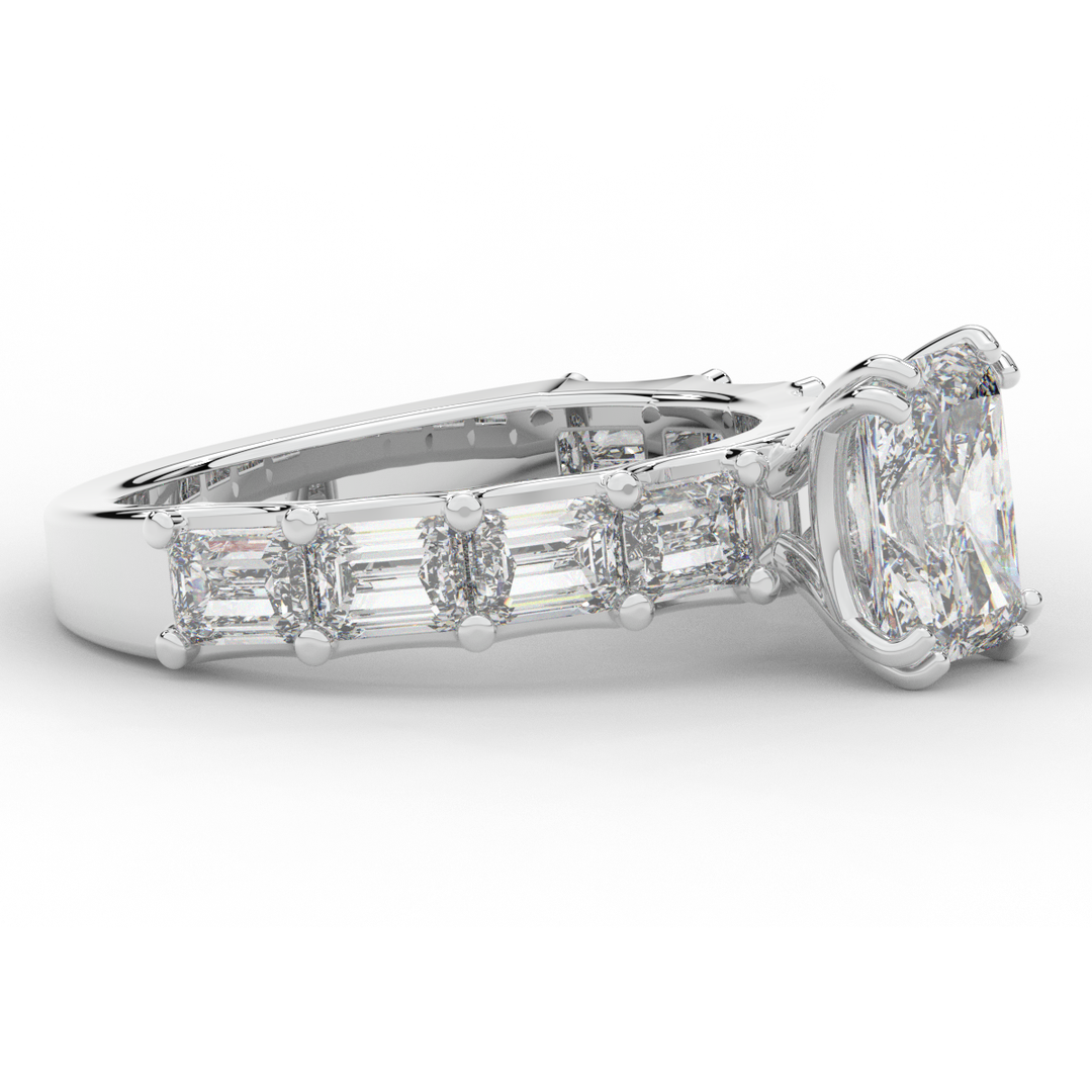 3.75CT.TW RADIANT LAB DIAMOND SOLITAIRE ENGAGEMENT RING - Nazarelle