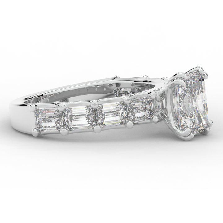 3.75CT.TW RADIANT LAB DIAMOND SOLITAIRE ENGAGEMENT RING - Nazarelle