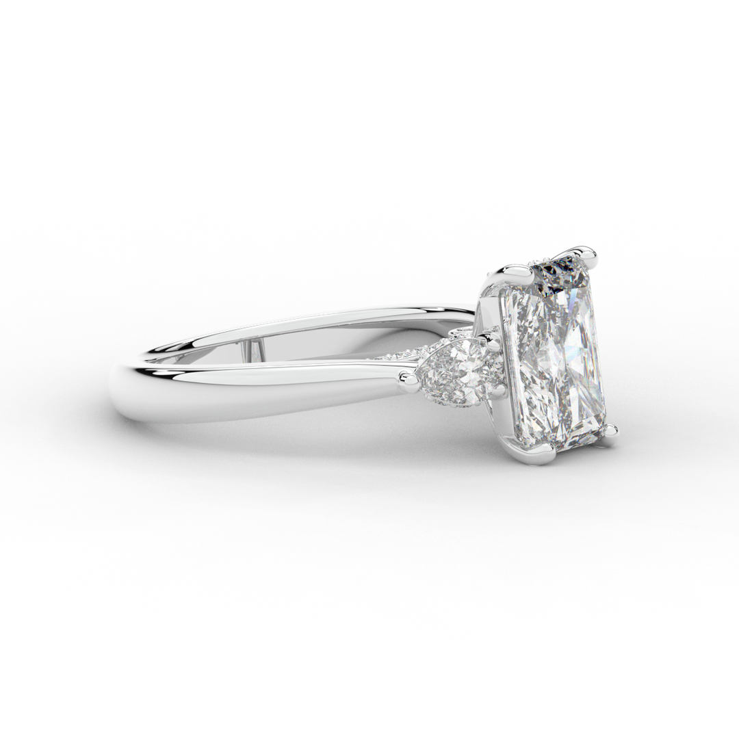 2.40CT.TW RADIANT LAB DIAMOND 3 STONE ENGAGEMENT RING - Nazarelle