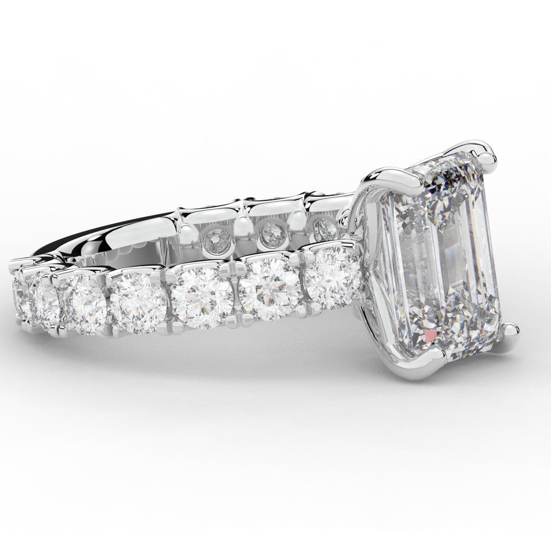 4.35CT.TW EMERALD CUT LAB DIAMOND ENGAGEMENT RING - Nazarelle