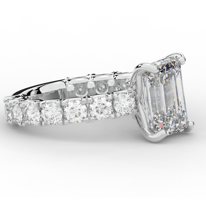 4.35CT.TW EMERALD CUT LAB DIAMOND ENGAGEMENT RING - Nazarelle