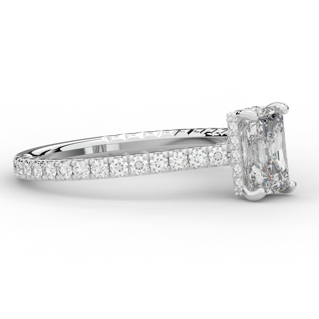 2.10CT.TW RADIANT LAB DIAMOND UNDERHALO SOLITAIRE ENGAGEMENT RING - Nazarelle