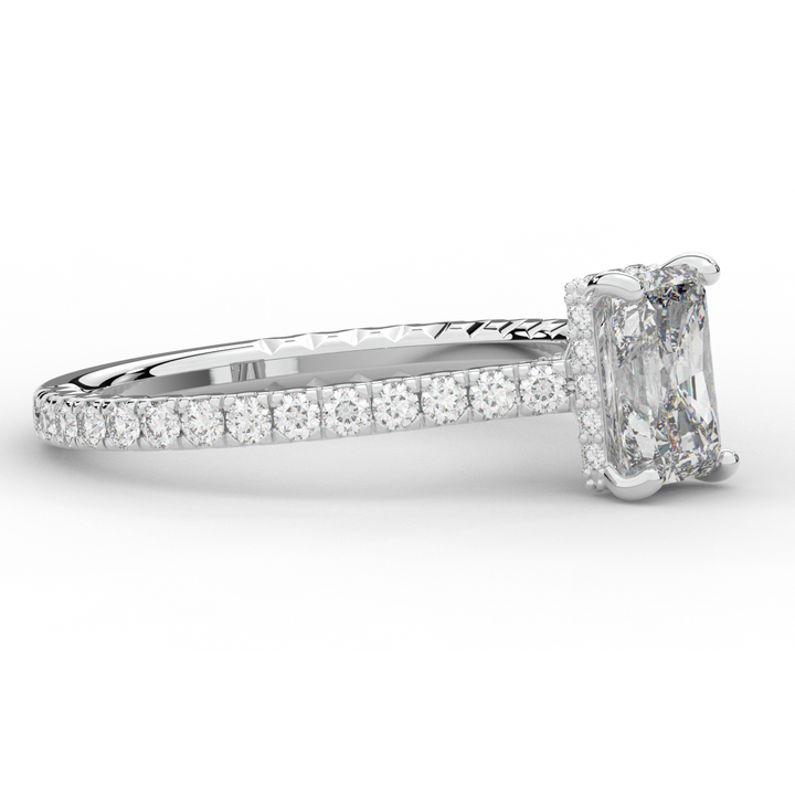2.10CT.TW RADIANT LAB DIAMOND UNDERHALO SOLITAIRE ENGAGEMENT RING - Nazarelle